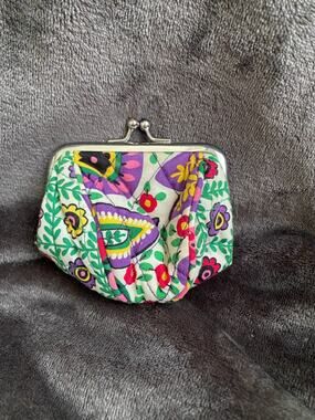 Vera Bradley "Viva la Vera" Petite Pouch Coin Purse Kiss Lock 3x3.5 NWOT Retired